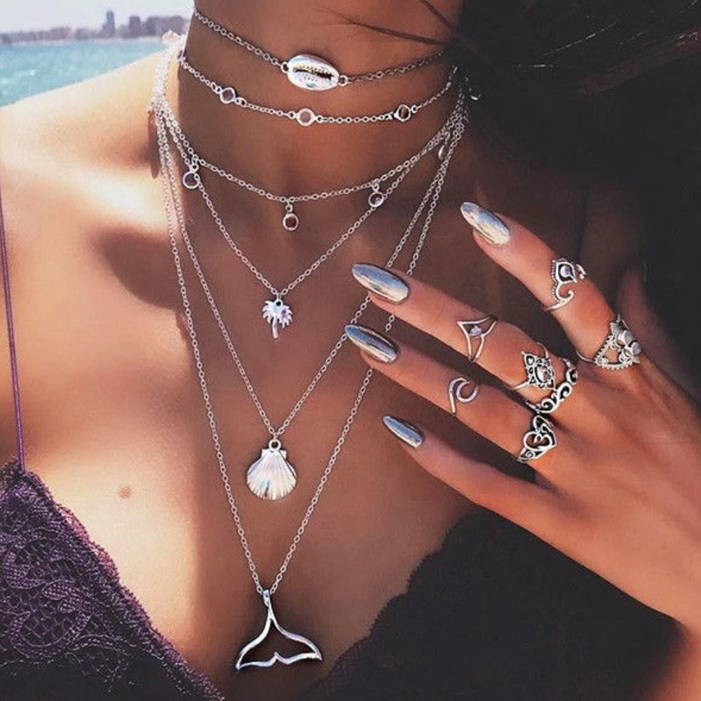New LAST 1 Boho Gypsy Multi-Layered Beach Necklace - Picture 1 of 1